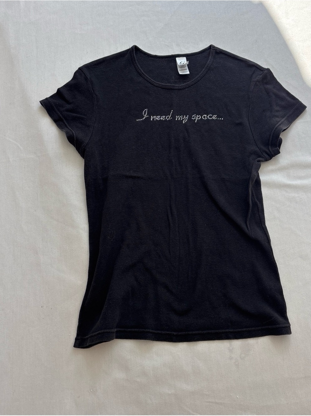 Black Rhinestone 'I Need My Space' Short Sleeve Tee